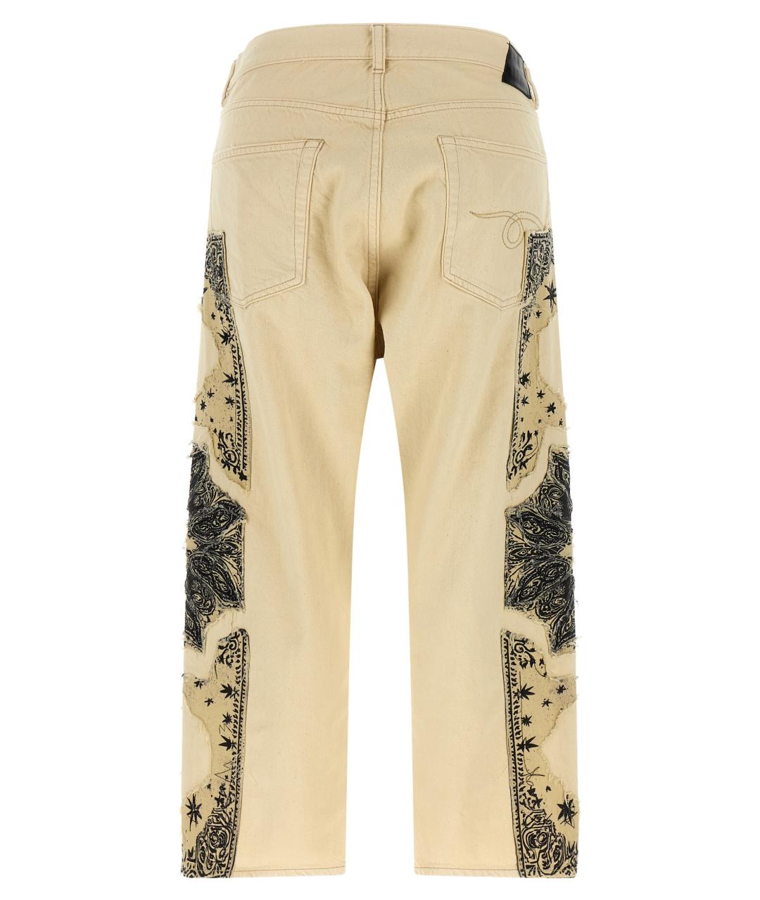 R13 Бежевые хлопковые прямые джинсы, фото 2