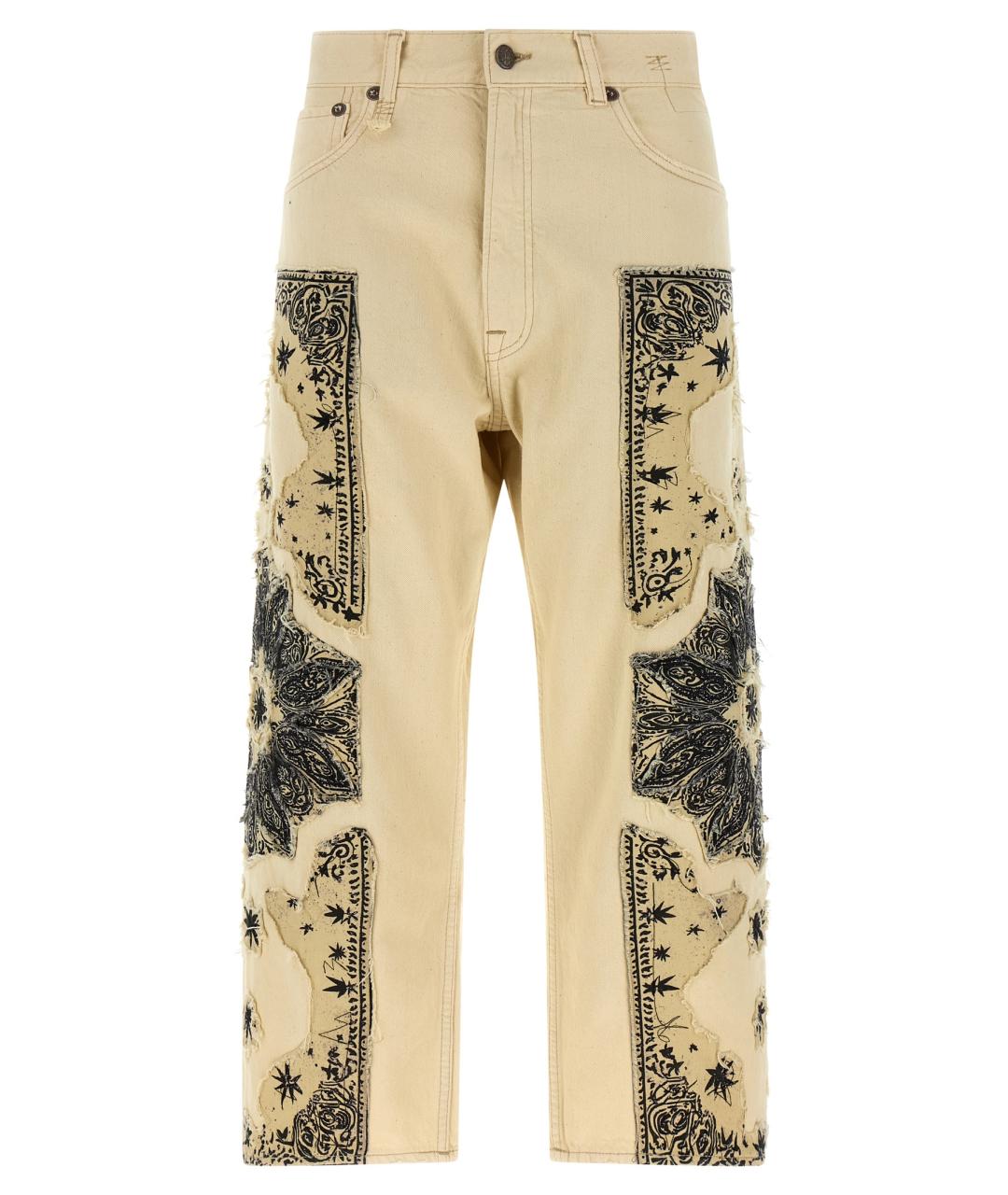 R13 Бежевые хлопковые прямые джинсы, фото 1