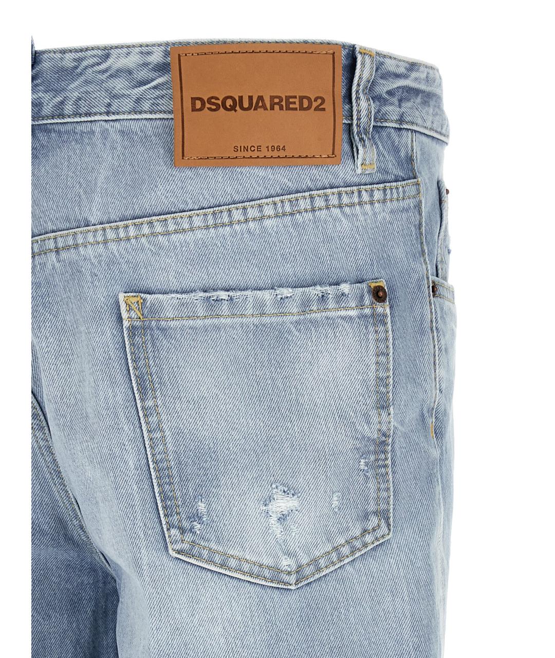 DSQUARED2 Голубые хлопковые прямые джинсы, фото 4
