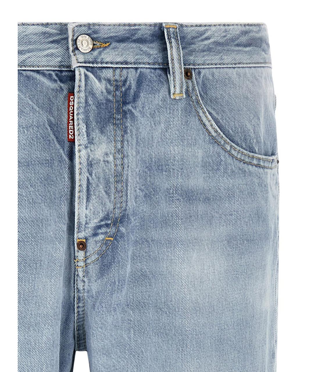 DSQUARED2 Голубые хлопковые прямые джинсы, фото 3