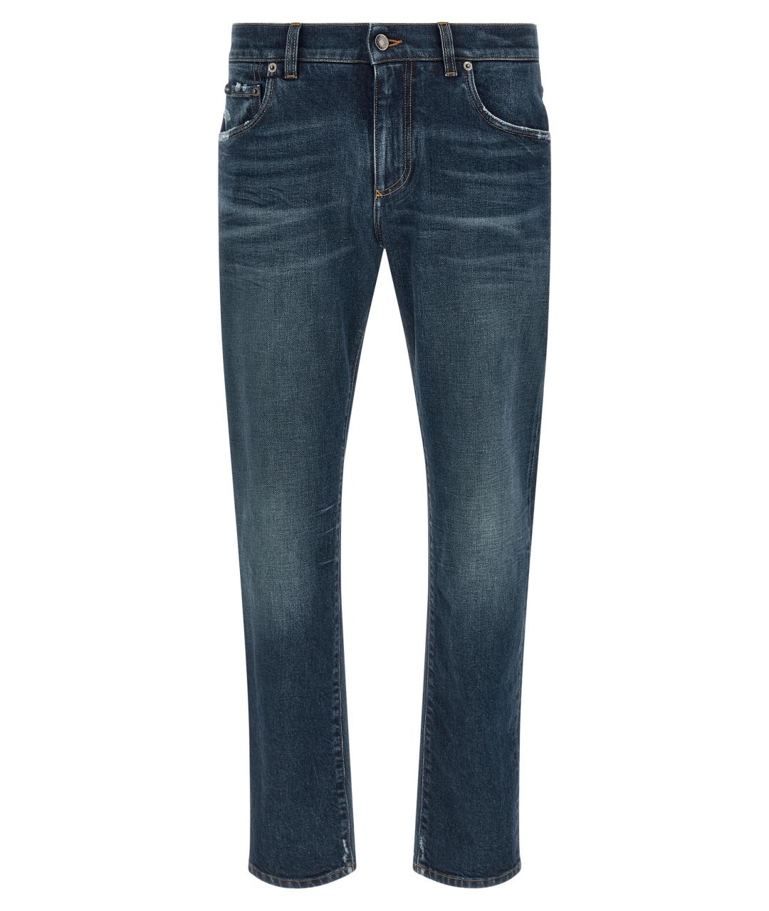 DOLCE&GABBANA Синие хлопковые прямые джинсы, фото 1