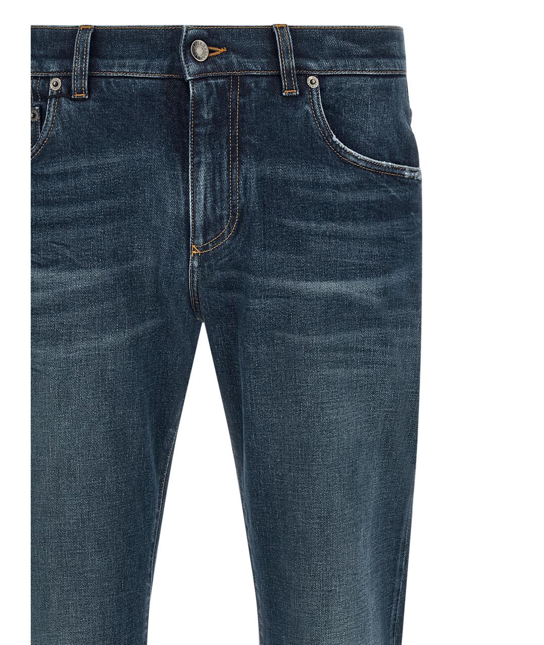 DOLCE&GABBANA Синие хлопковые прямые джинсы, фото 3