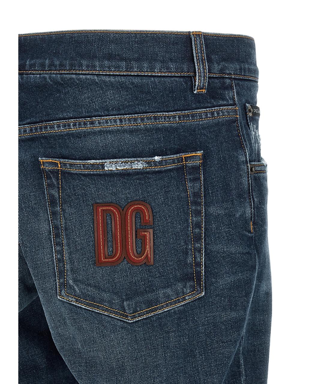 DOLCE&GABBANA Синие хлопковые прямые джинсы, фото 4