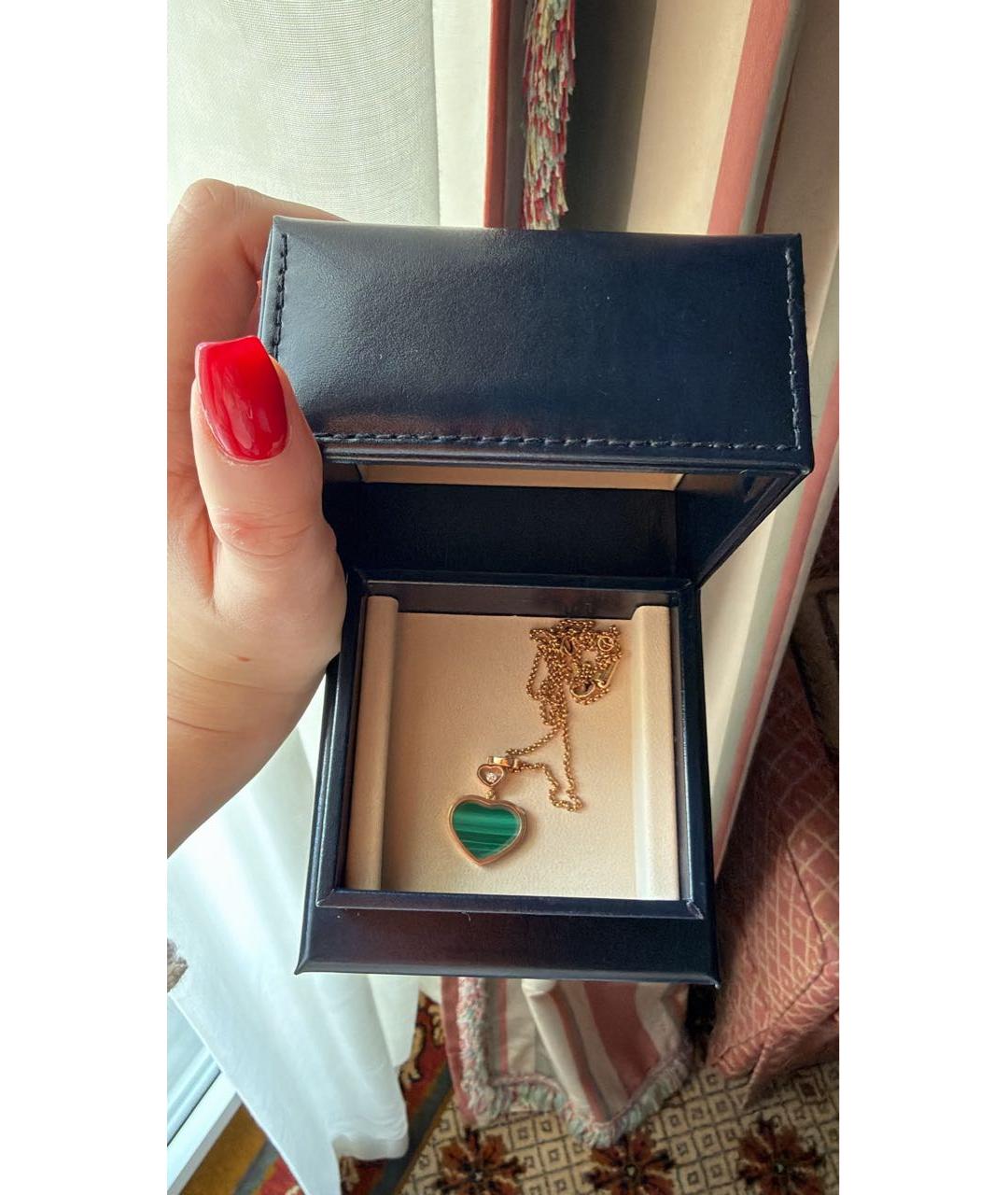 CHOPARD Зеленая подвеска из розового золота, фото 3