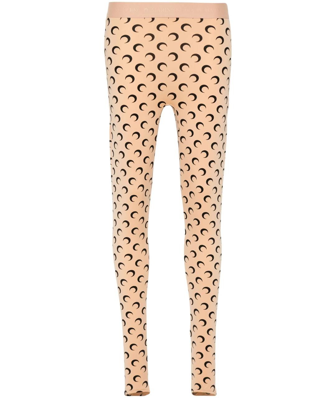 MARINE SERRE Бежевые полиамидовые леггинсы и велосипедки, фото 1