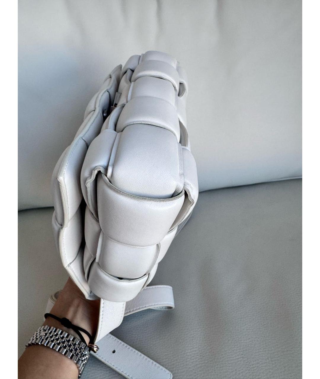 BOTTEGA VENETA Белая кожаная сумка через плечо, фото 6