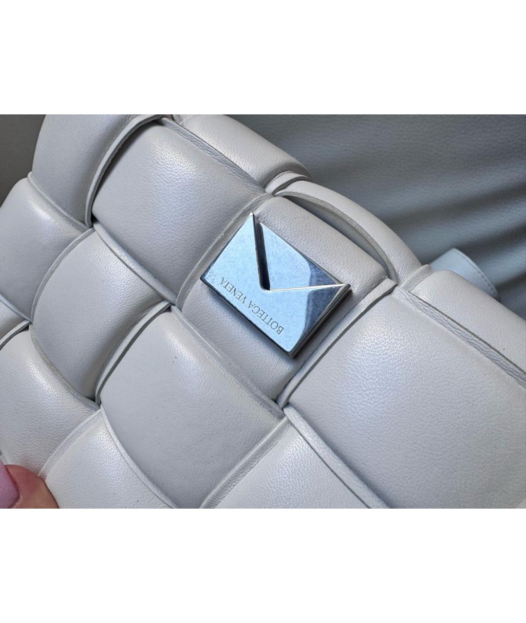 BOTTEGA VENETA Белая кожаная сумка через плечо, фото 5