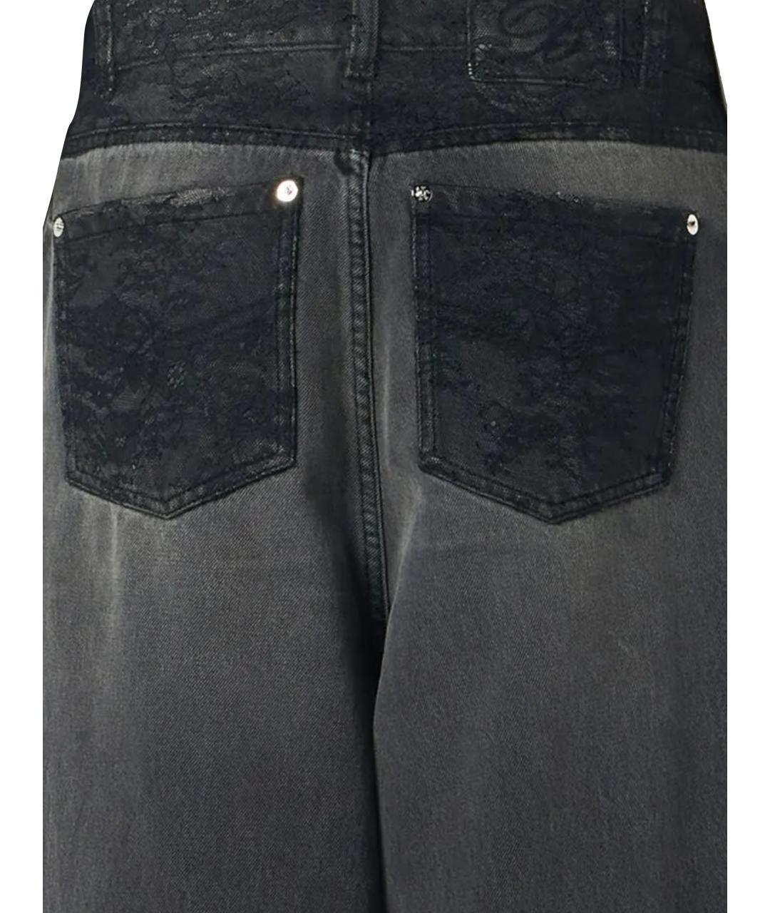 BLUMARINE Серые хлопковые прямые джинсы, фото 3