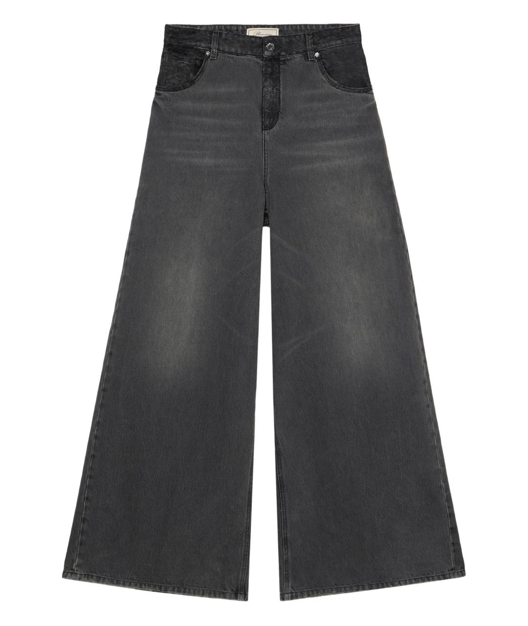 BLUMARINE Серые хлопковые прямые джинсы, фото 1