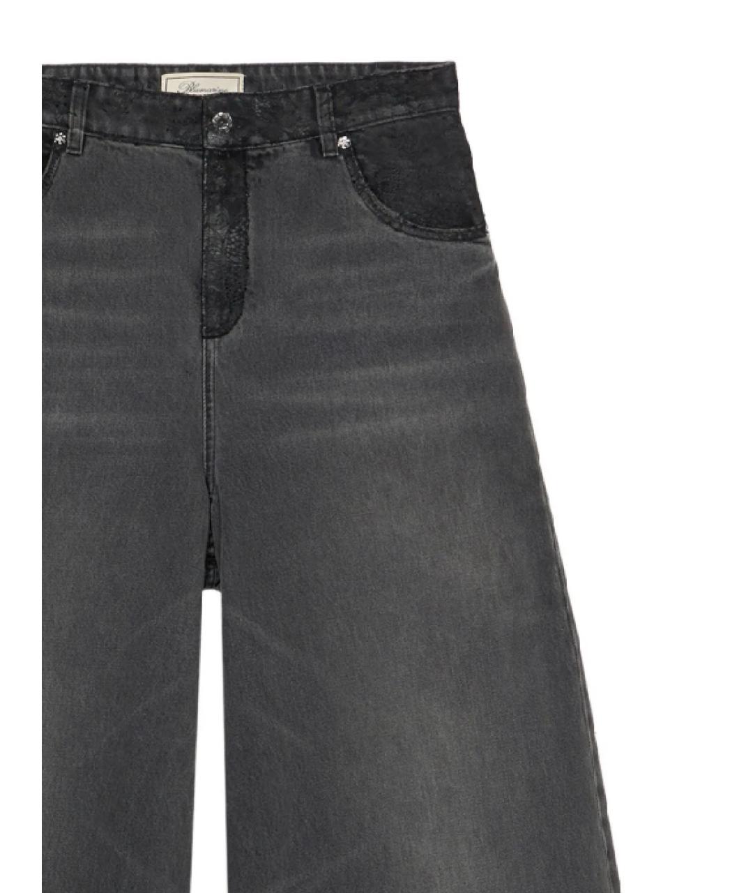 BLUMARINE Серые хлопковые прямые джинсы, фото 2