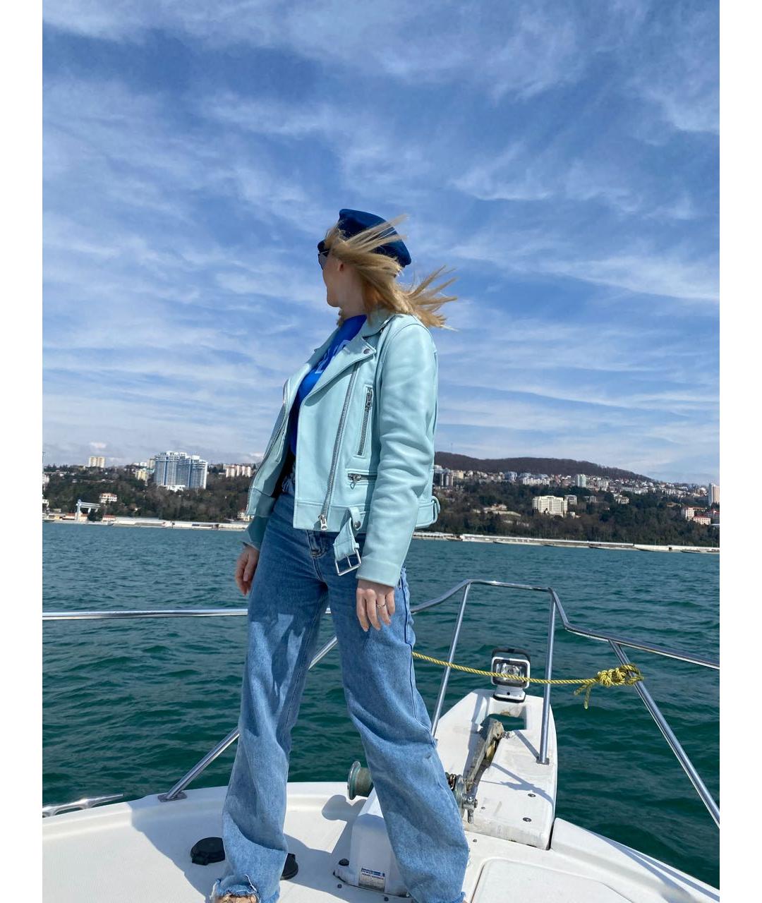 ACNE STUDIOS Голубая кожаная куртка, фото 2