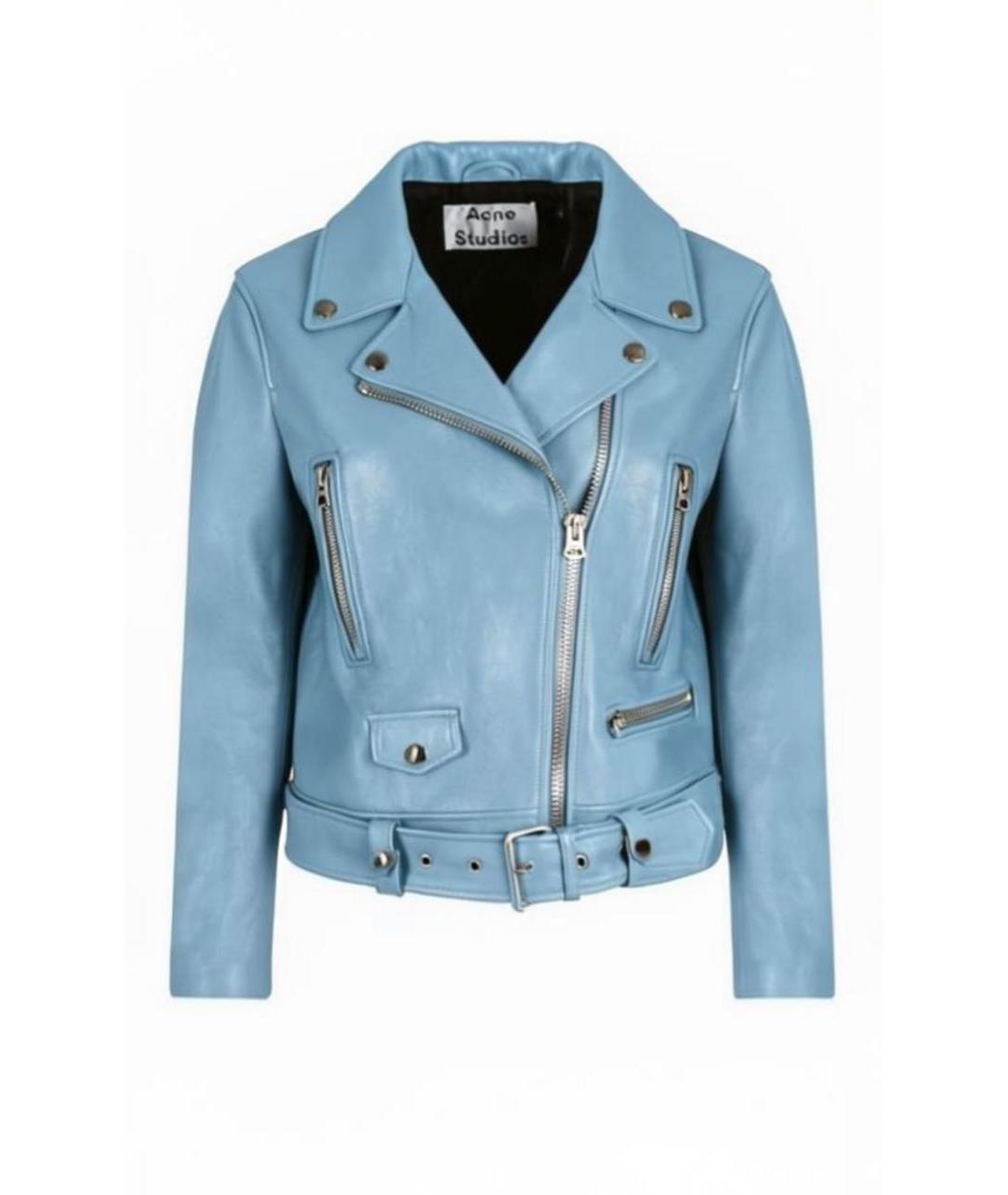 ACNE STUDIOS Голубая кожаная куртка, фото 9