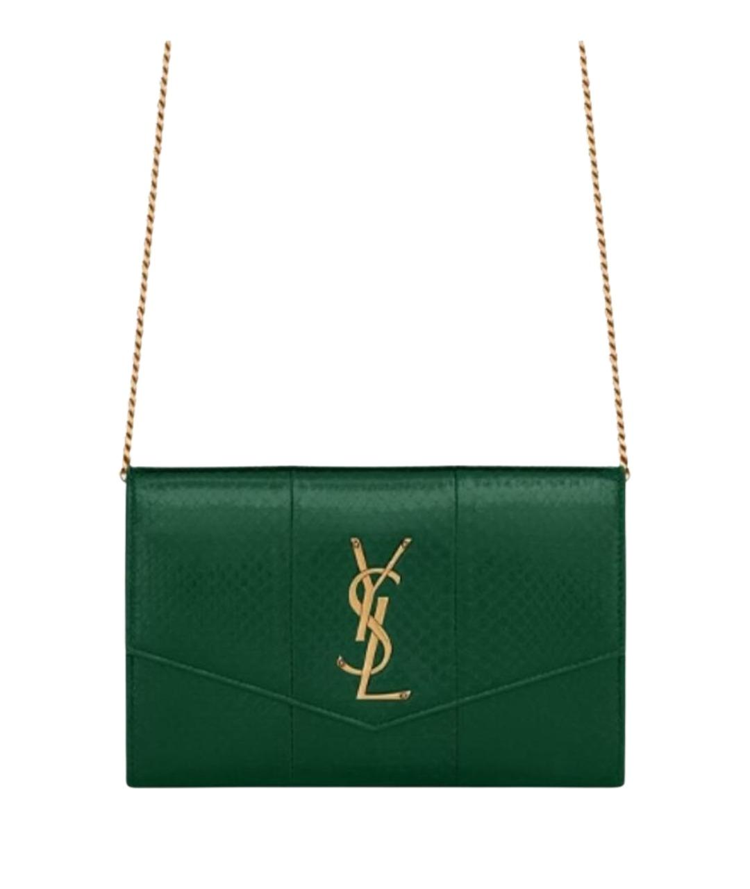 SAINT LAURENT Зеленая кожаная сумка через плечо, фото 1