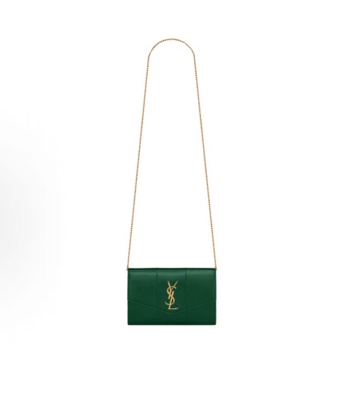 SAINT LAURENT Зеленая кожаная сумка через плечо, фото 2