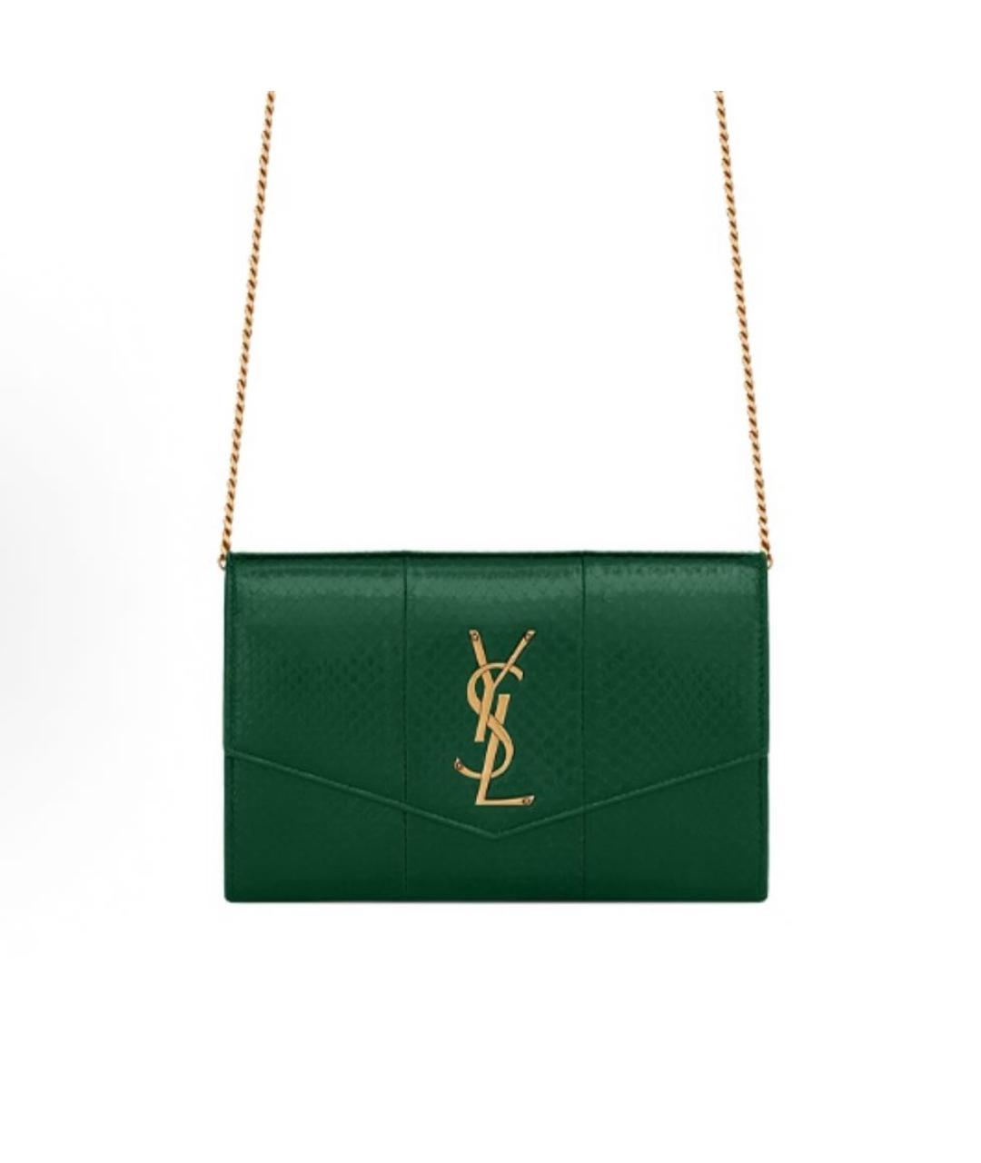 SAINT LAURENT Зеленая кожаная сумка через плечо, фото 9