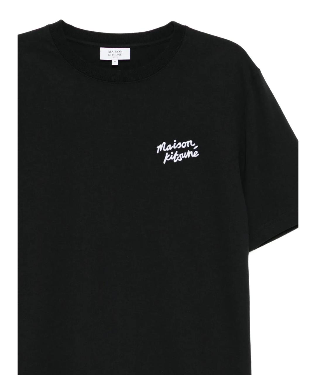 MAISON KITSUNE Черная хлопковая футболка, фото 2