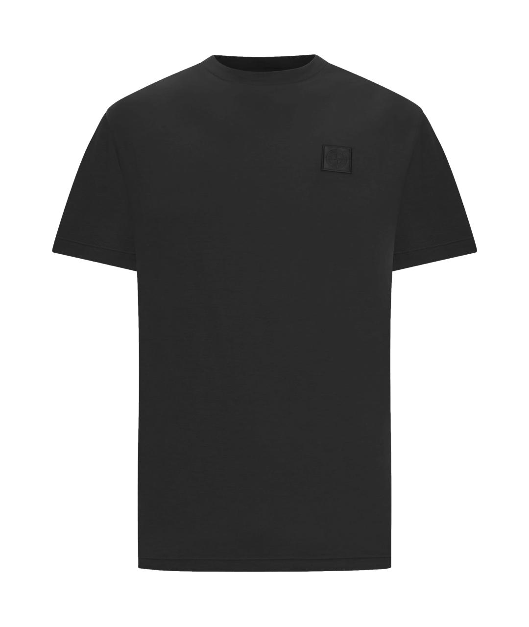 STONE ISLAND Черная хлопковая футболка, фото 1