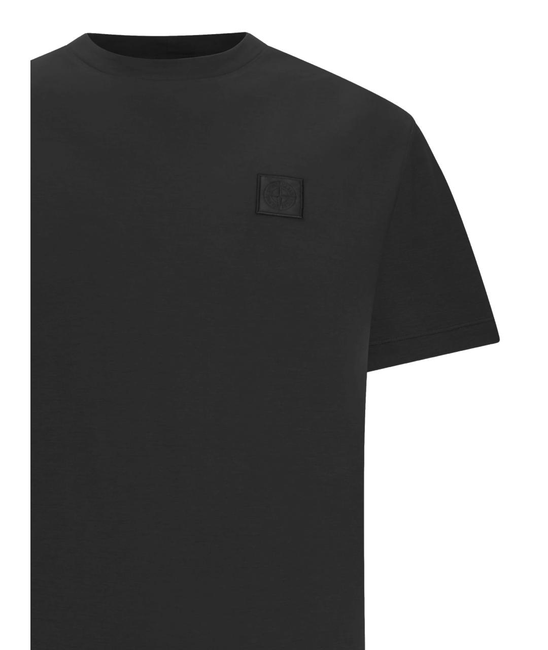 STONE ISLAND Черная хлопковая футболка, фото 2