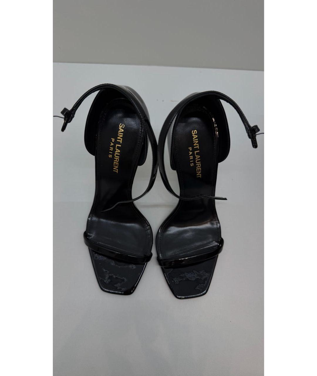 SAINT LAURENT Черные босоножки из лакированной кожи, фото 3