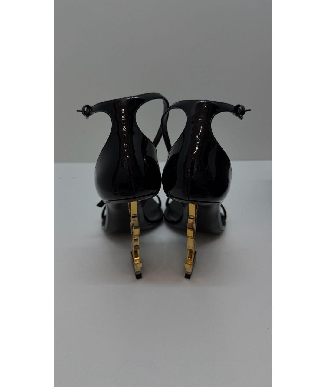 SAINT LAURENT Черные босоножки из лакированной кожи, фото 4