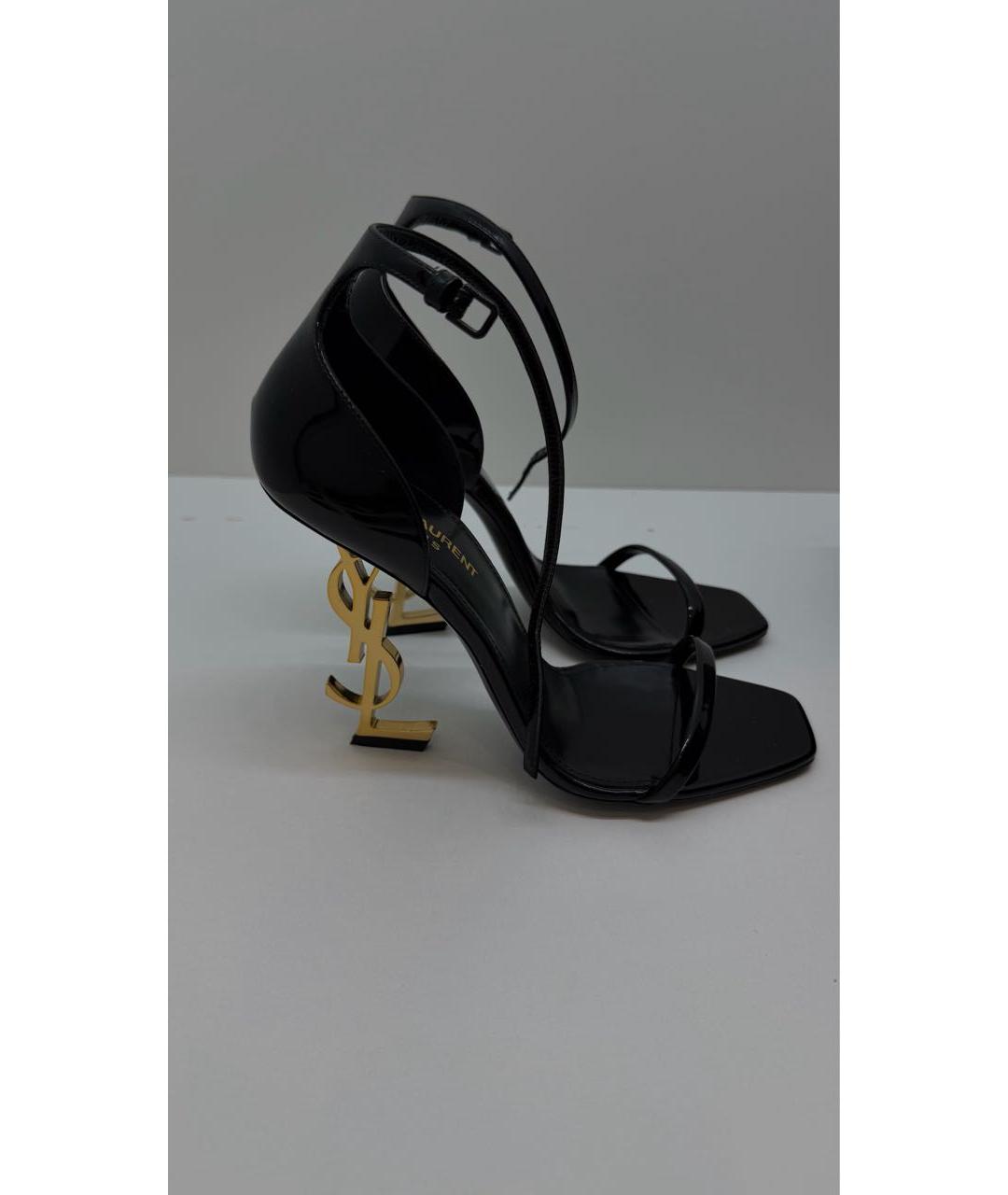 SAINT LAURENT Черные босоножки из лакированной кожи, фото 8