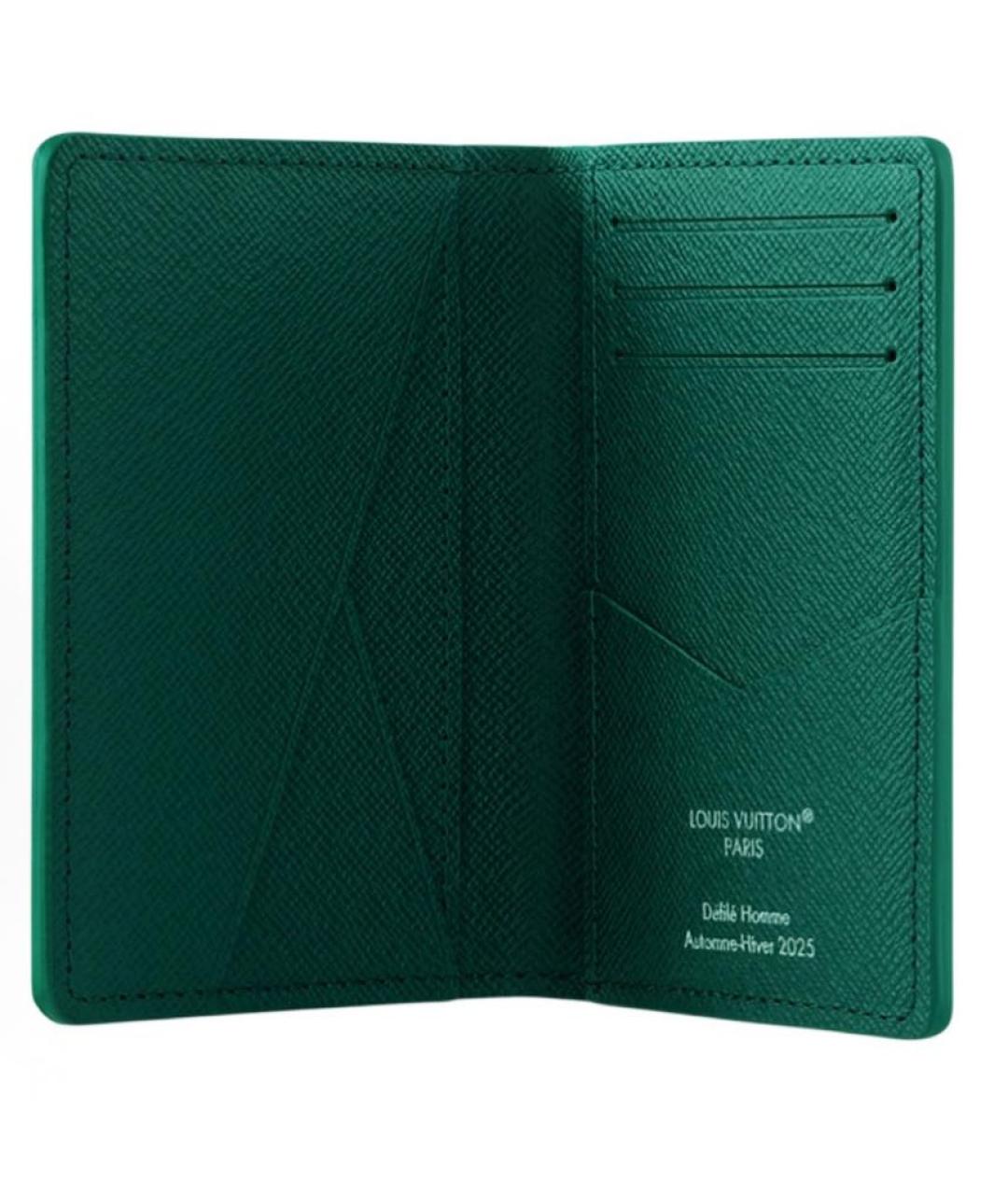 LOUIS VUITTON Зеленый кожаный кардхолдер, фото 3