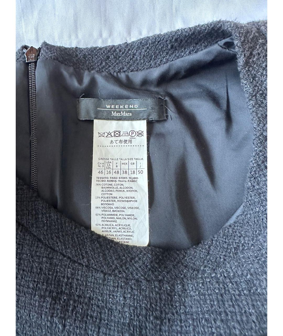 WEEKEND MAX MARA Черное хлопковое повседневное платье, фото 3