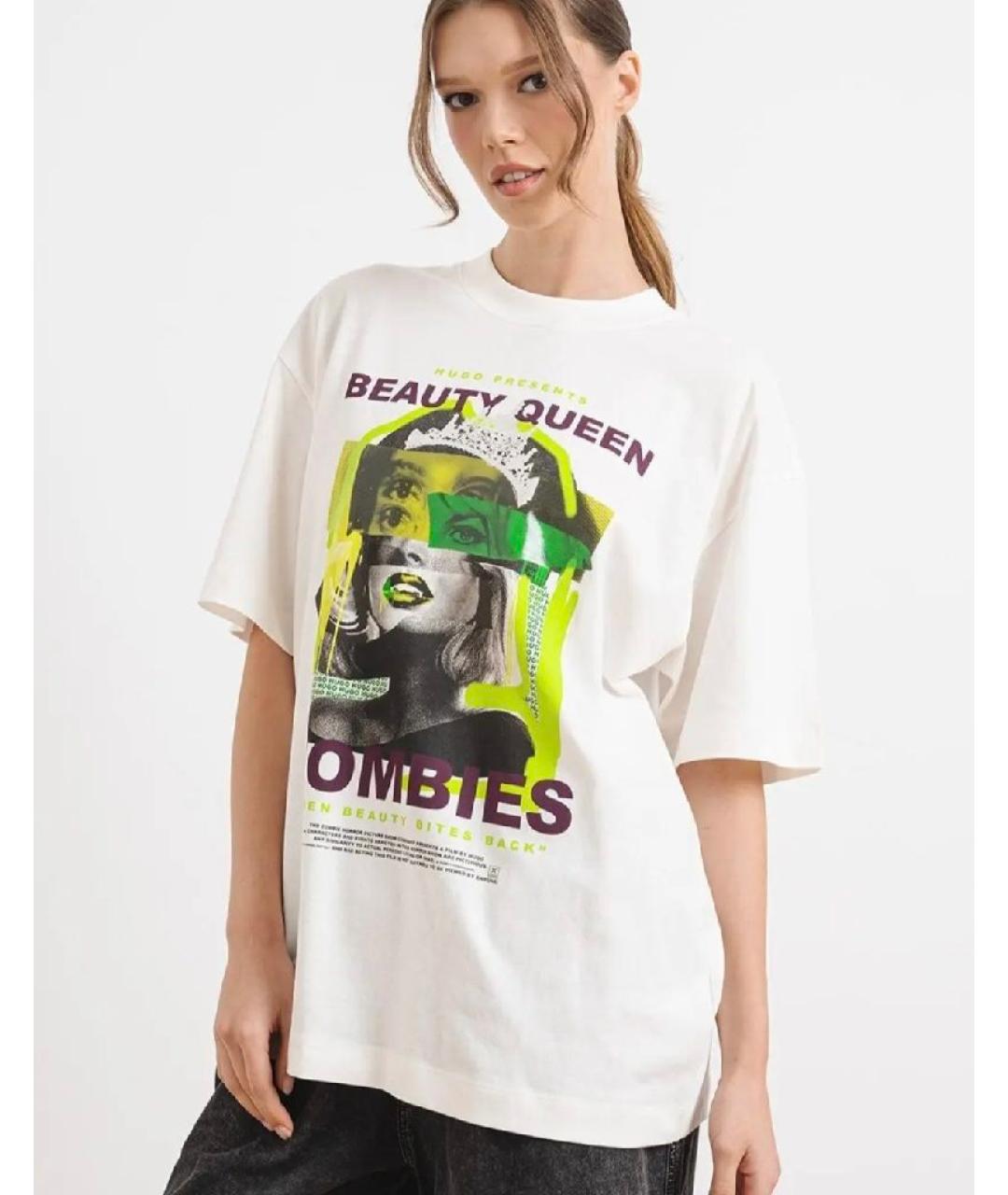 HUGO Белая хлопковая футболка, фото 3