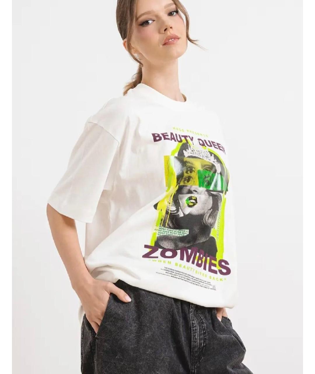 HUGO Белая хлопковая футболка, фото 4