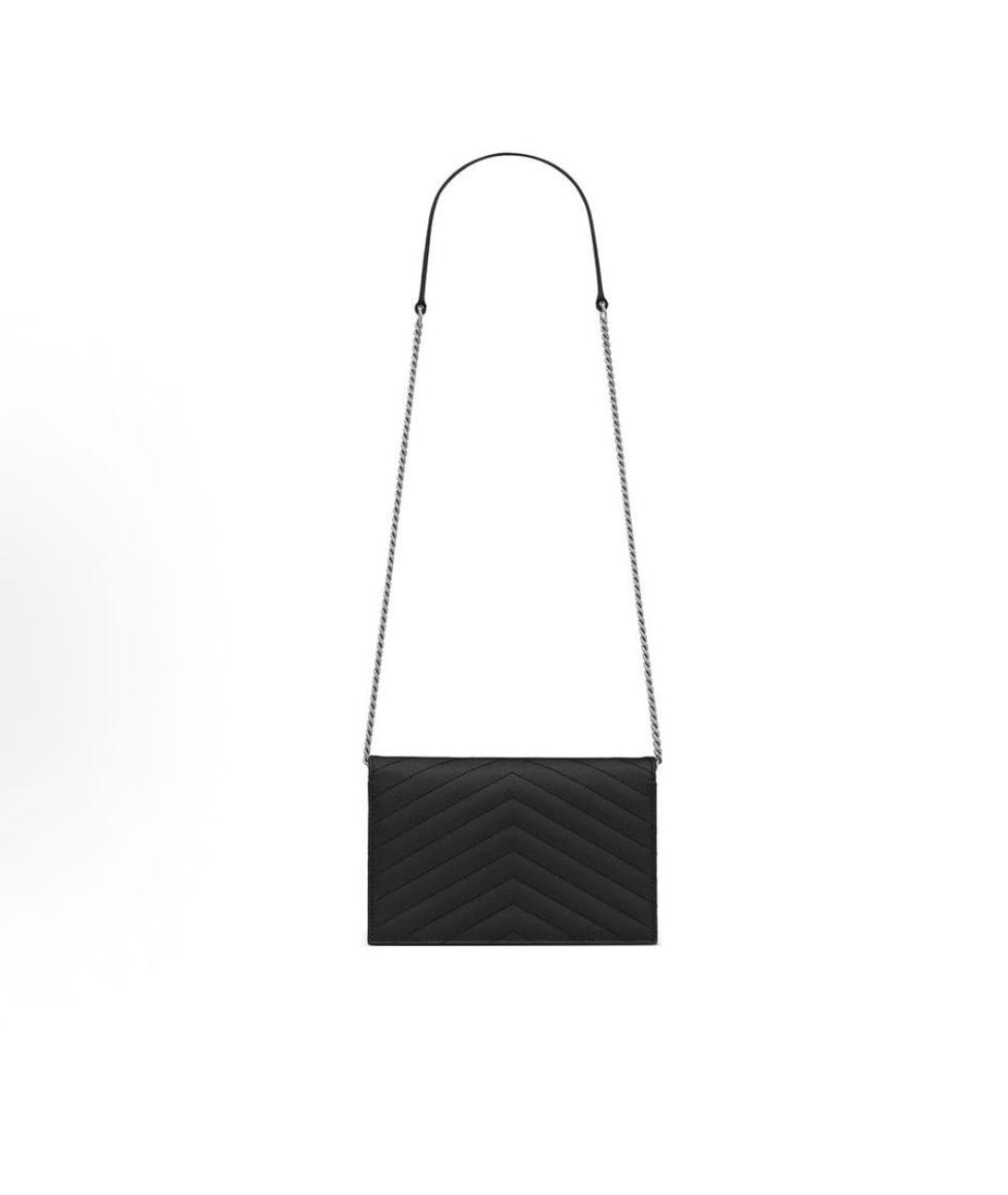 SAINT LAURENT Черная кожаная сумка через плечо, фото 2