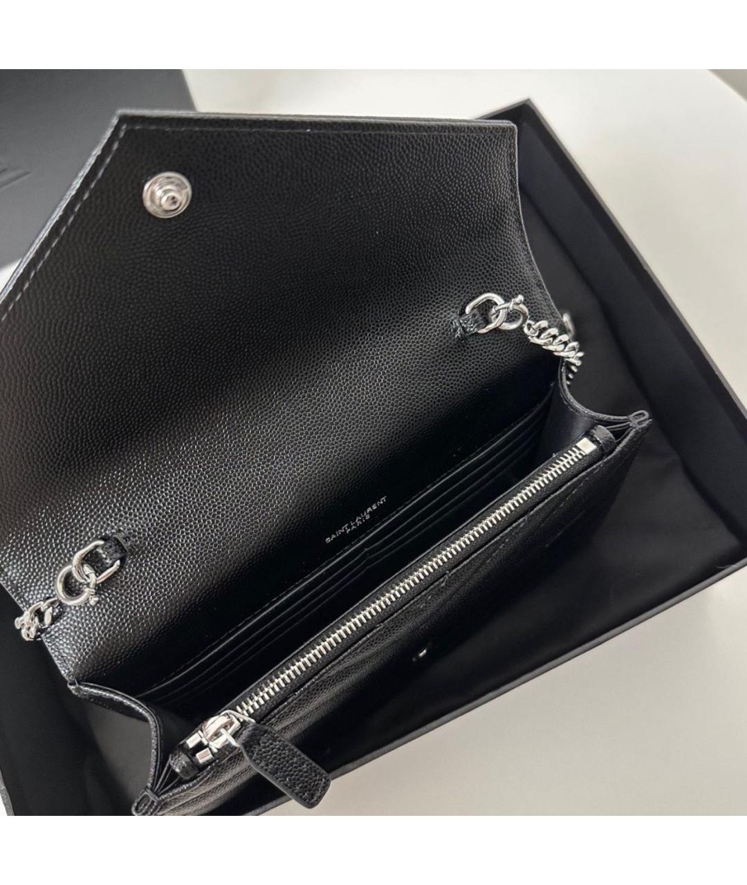 SAINT LAURENT Черная кожаная сумка через плечо, фото 8