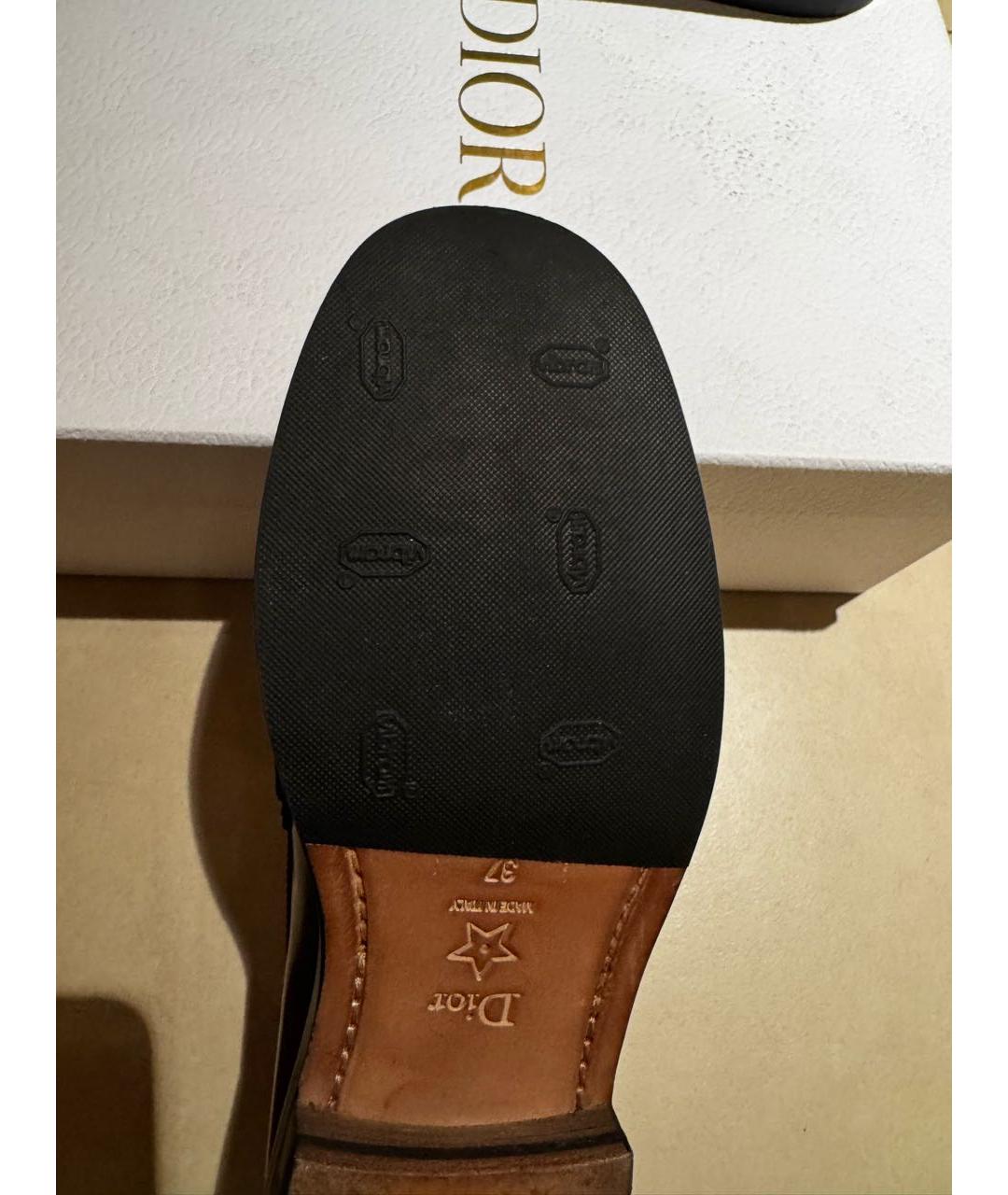 CHRISTIAN DIOR Бордовые кожаные лоферы, фото 5