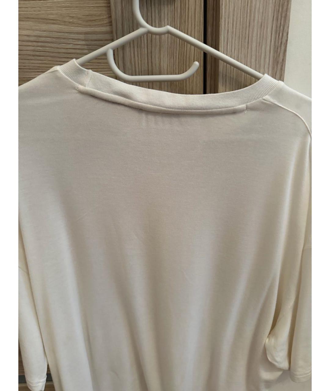 LORO PIANA Бежевая хлопко-шерстяная футболка, фото 4