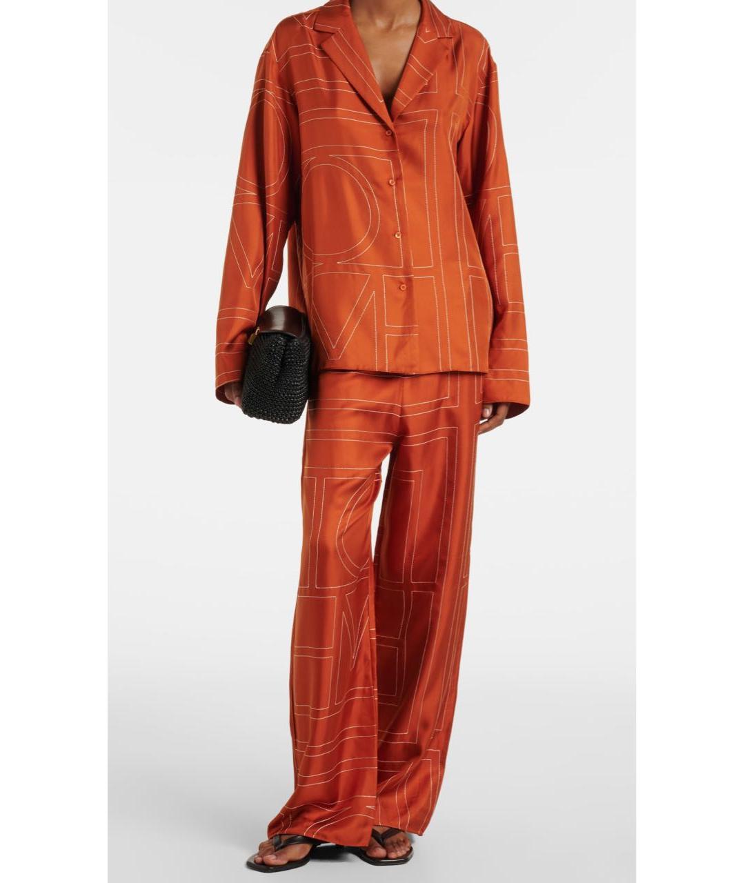 TOTEME Оранжевый шелковый костюм с брюками, фото 4