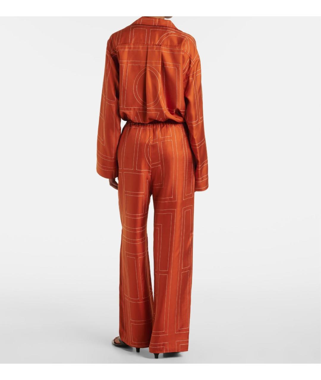 TOTEME Оранжевый шелковый костюм с брюками, фото 3