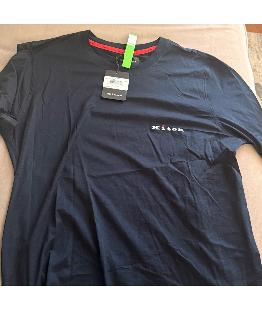 KITON Темно-синяя хлопковая футболка, фото 3