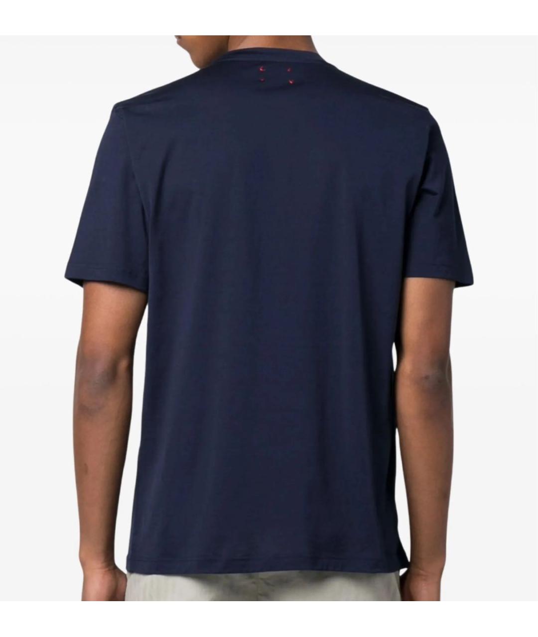 KITON Темно-синяя хлопковая футболка, фото 2