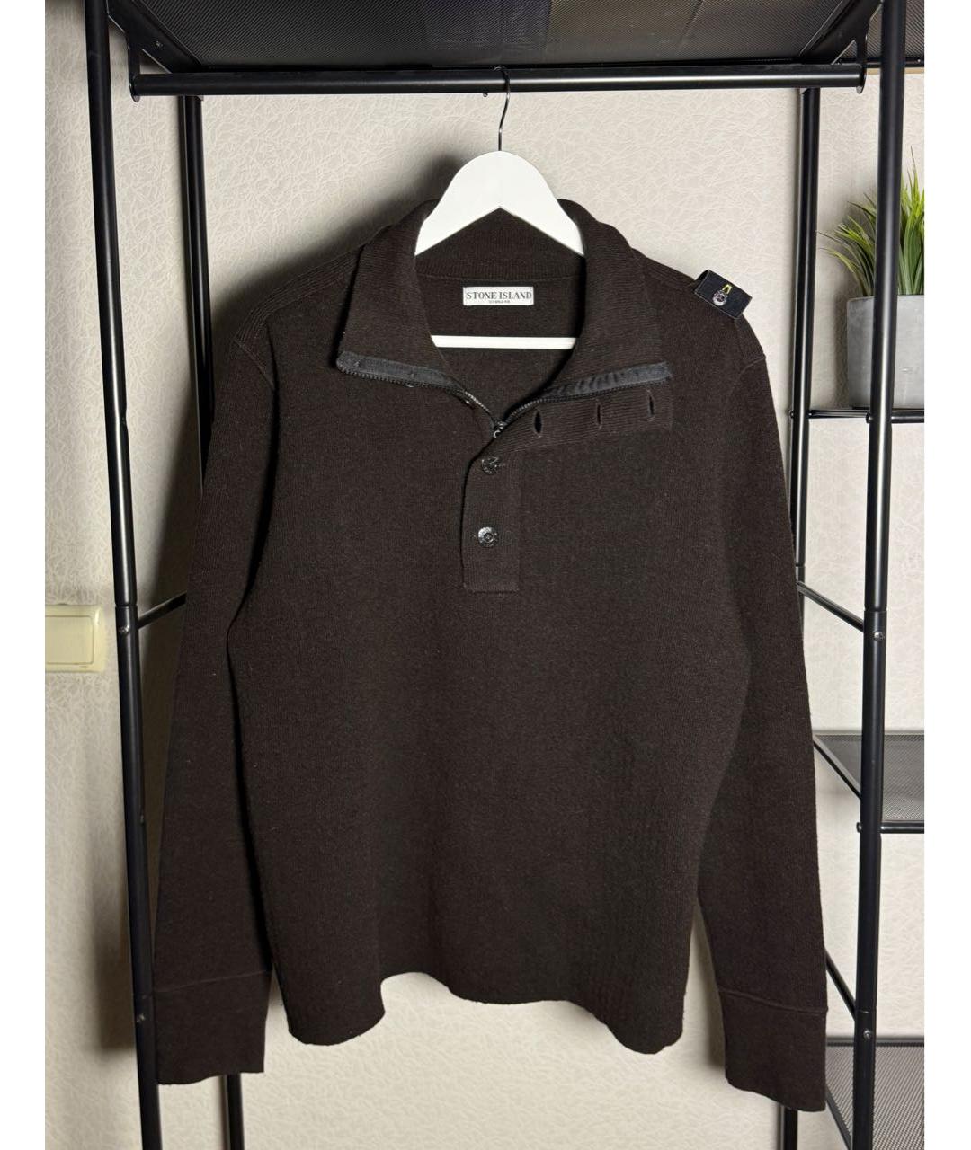 STONE ISLAND Коричневый шерстяной джемпер / свитер, фото 5