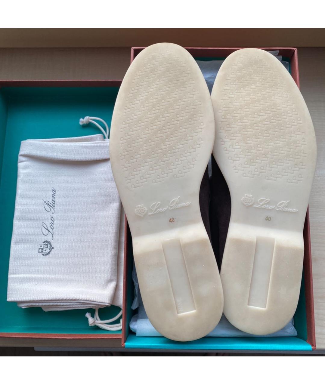 LORO PIANA Коричневые замшевые лоферы, фото 7