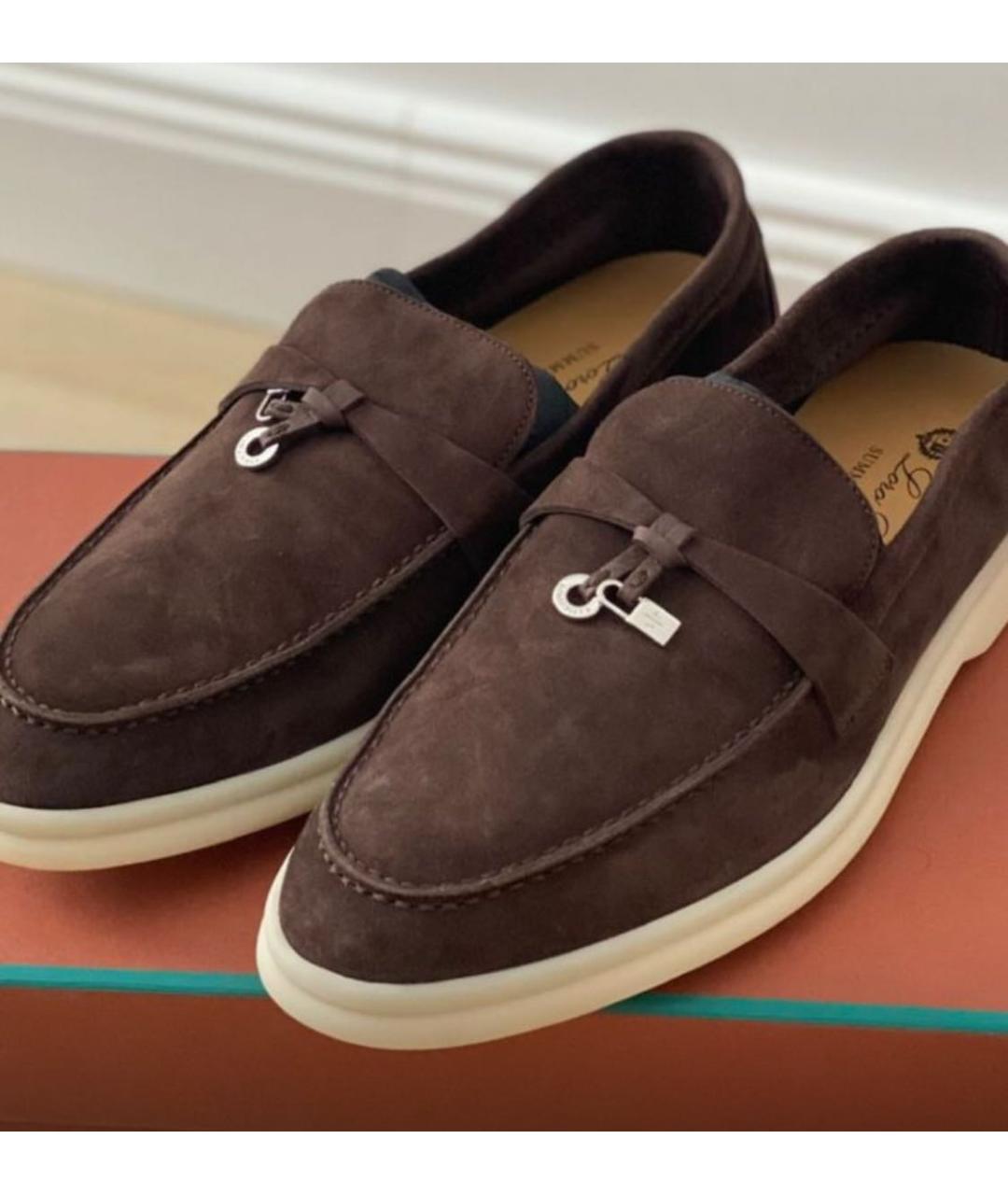 LORO PIANA Коричневые замшевые лоферы, фото 2