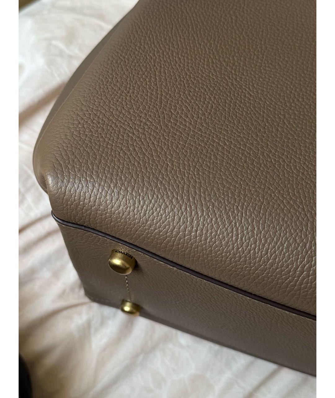 COACH Антрацитовая кожаная сумка тоут, фото 5