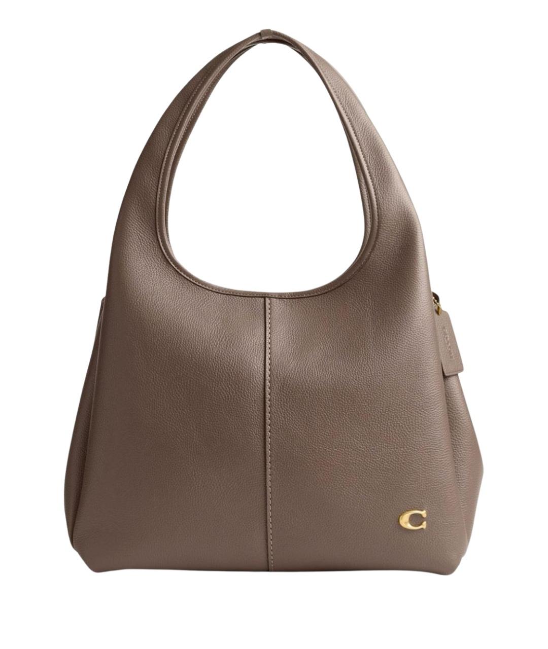 COACH Антрацитовая кожаная сумка тоут, фото 1