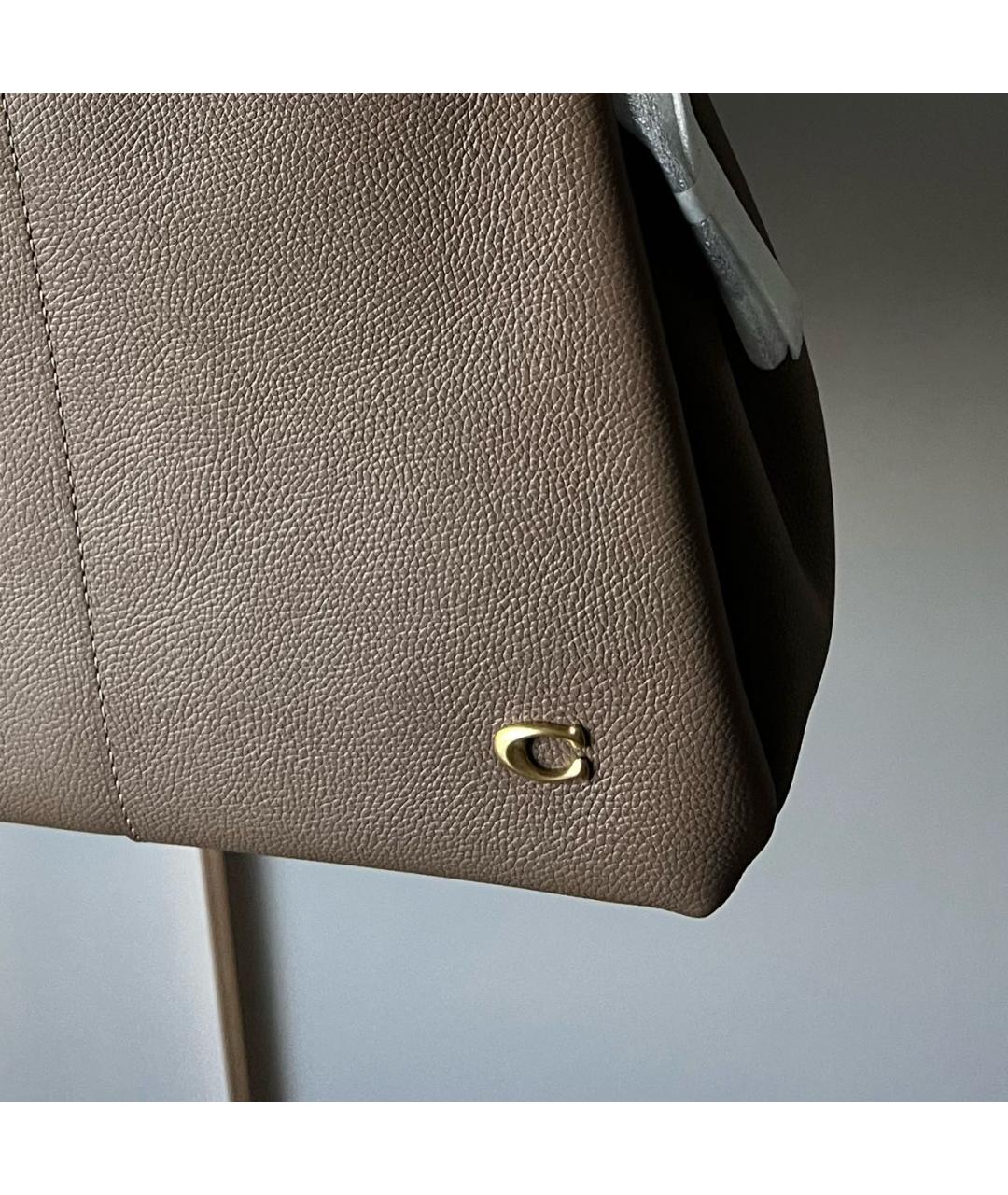 COACH Антрацитовая кожаная сумка тоут, фото 6