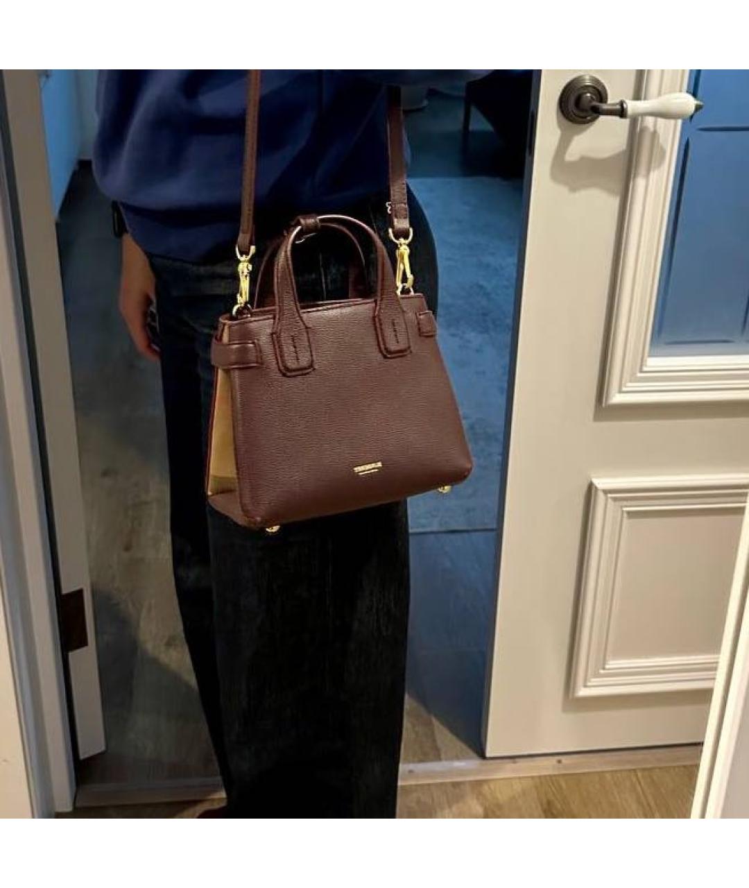 BURBERRY Бордовая кожаная сумка с короткими ручками, фото 4