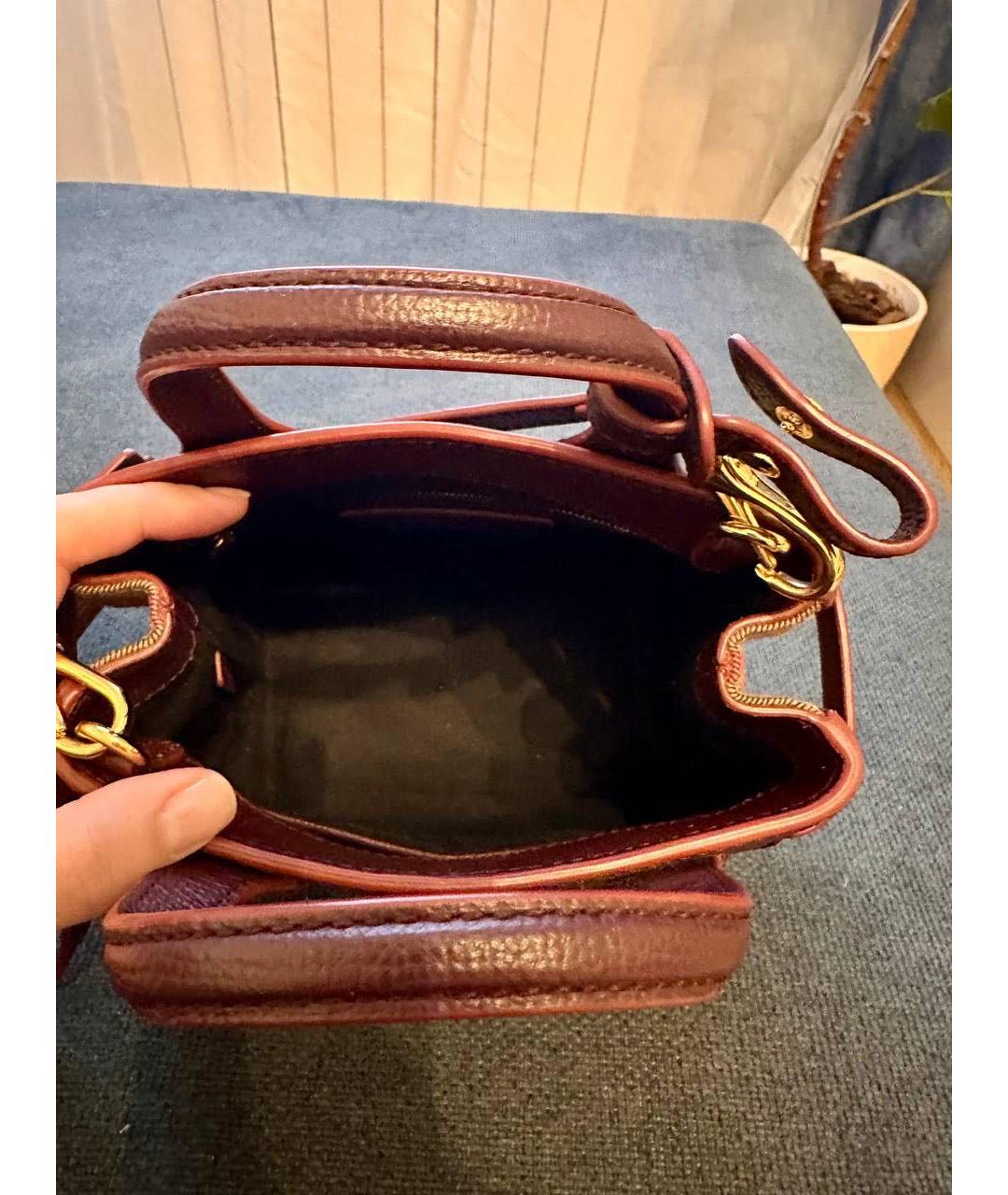 BURBERRY Бордовая кожаная сумка с короткими ручками, фото 5