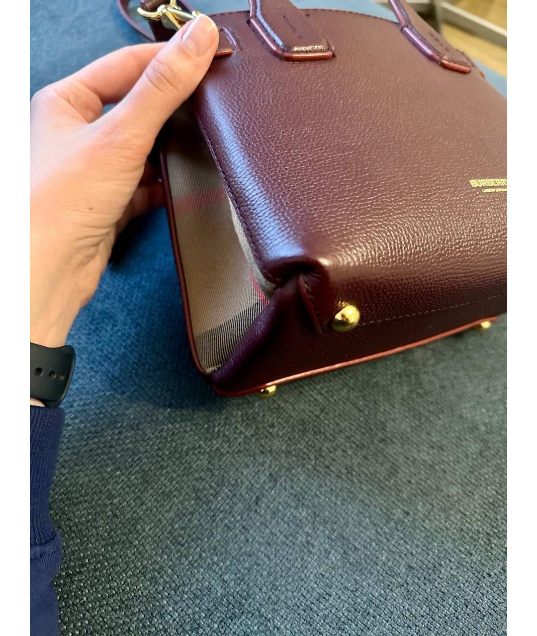 BURBERRY Бордовая кожаная сумка с короткими ручками, фото 6