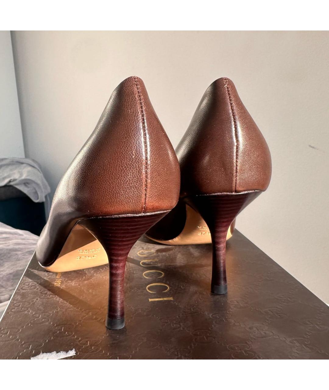 GUCCI Коричневые кожаные туфли, фото 4