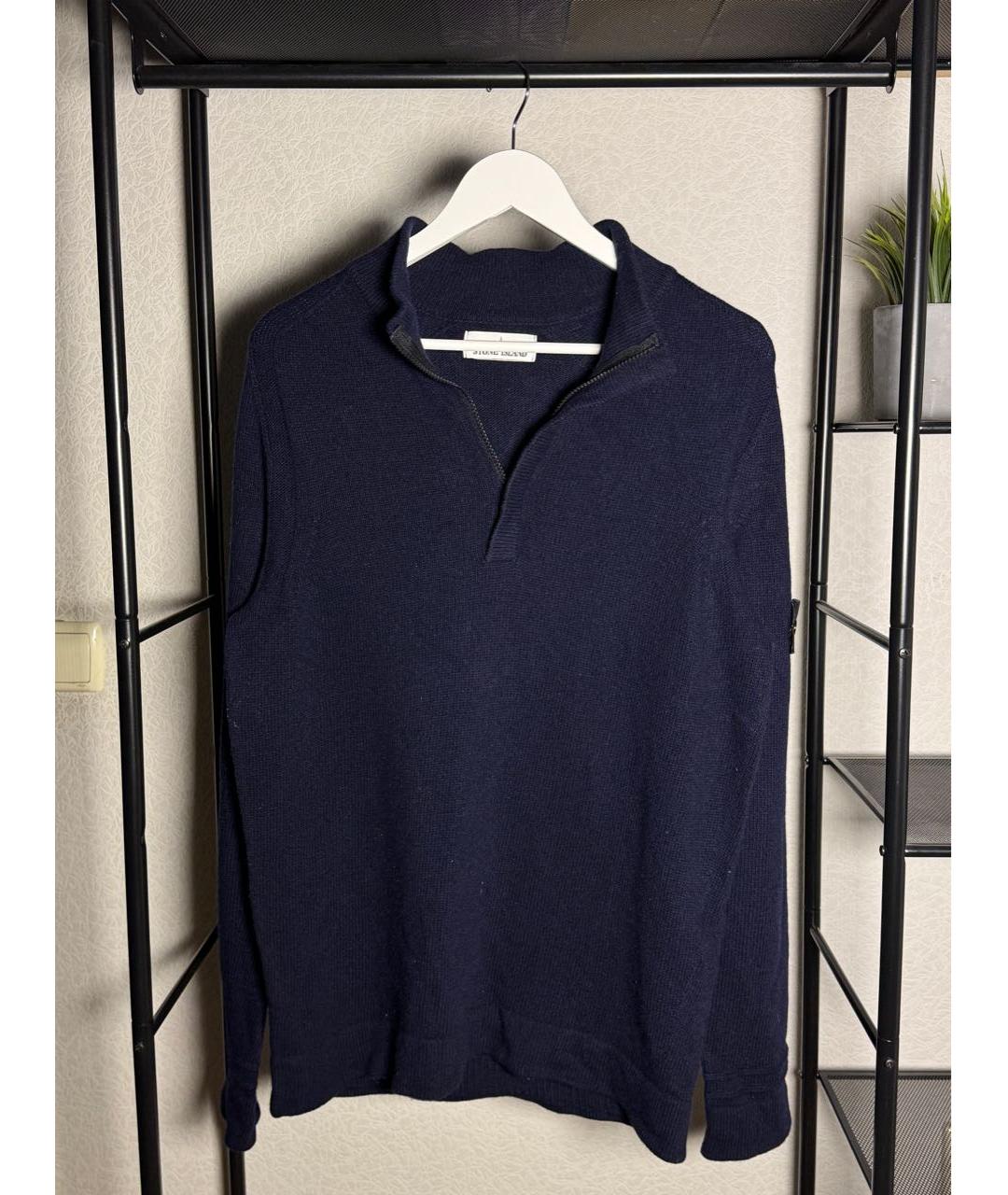 STONE ISLAND Темно-синий шерстяной джемпер / свитер, фото 5