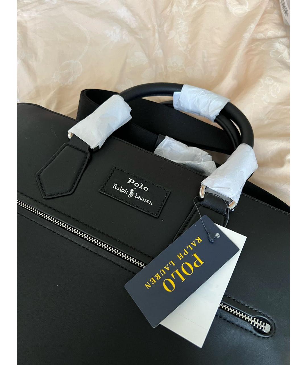 POLO RALPH LAUREN Черный кожаный портфель, фото 3