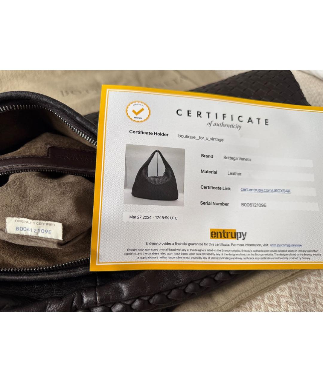 BOTTEGA VENETA Коричневая кожаная сумка с короткими ручками, фото 8